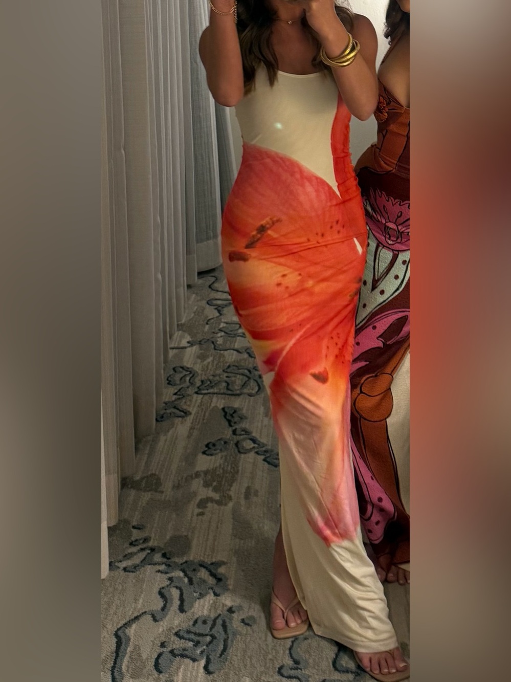 Peppermayo Cream & Orange Floral Maxi Dress